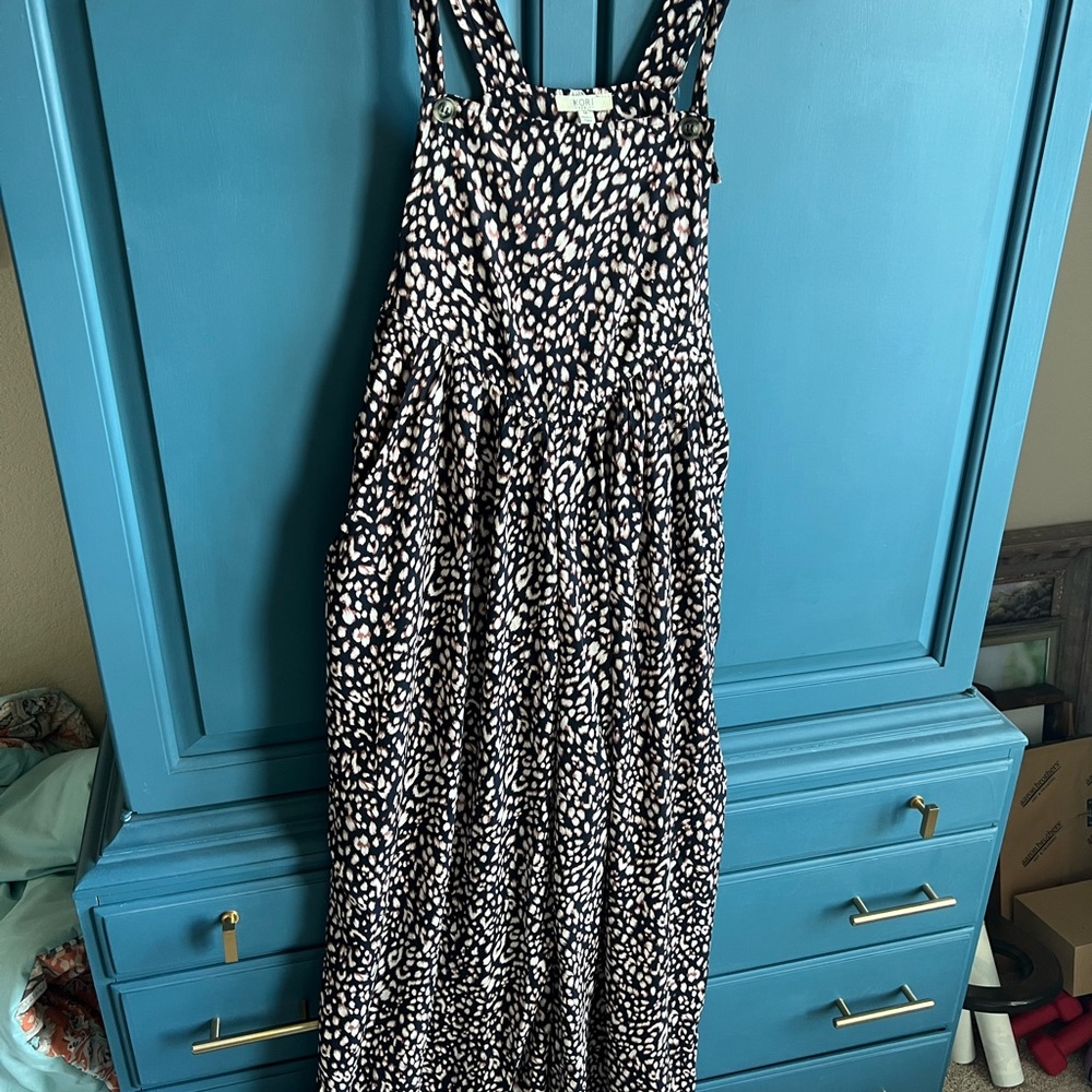 Kori America Leopard Print Wide Leg Jumpsuit